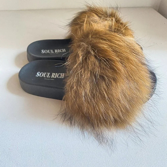 Brown Fur Real Fur Fluffy Slides NEW 10 - Picture 5 of 10